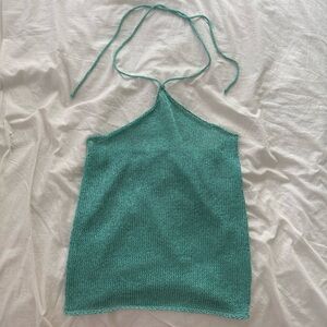 Superdown Sea Green Knit Halter Top